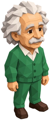 Albert Einstein em estilo low poly