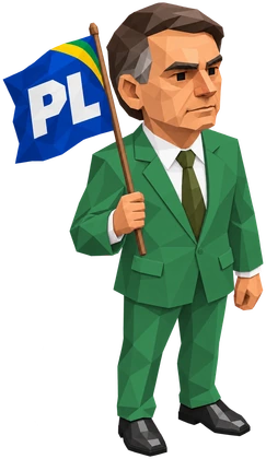 Bolsonaro com a bandeira do PL em estilo low poly